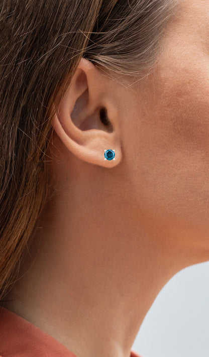 Blue Diamond Earrings 0.66 Carats 14K White Gold