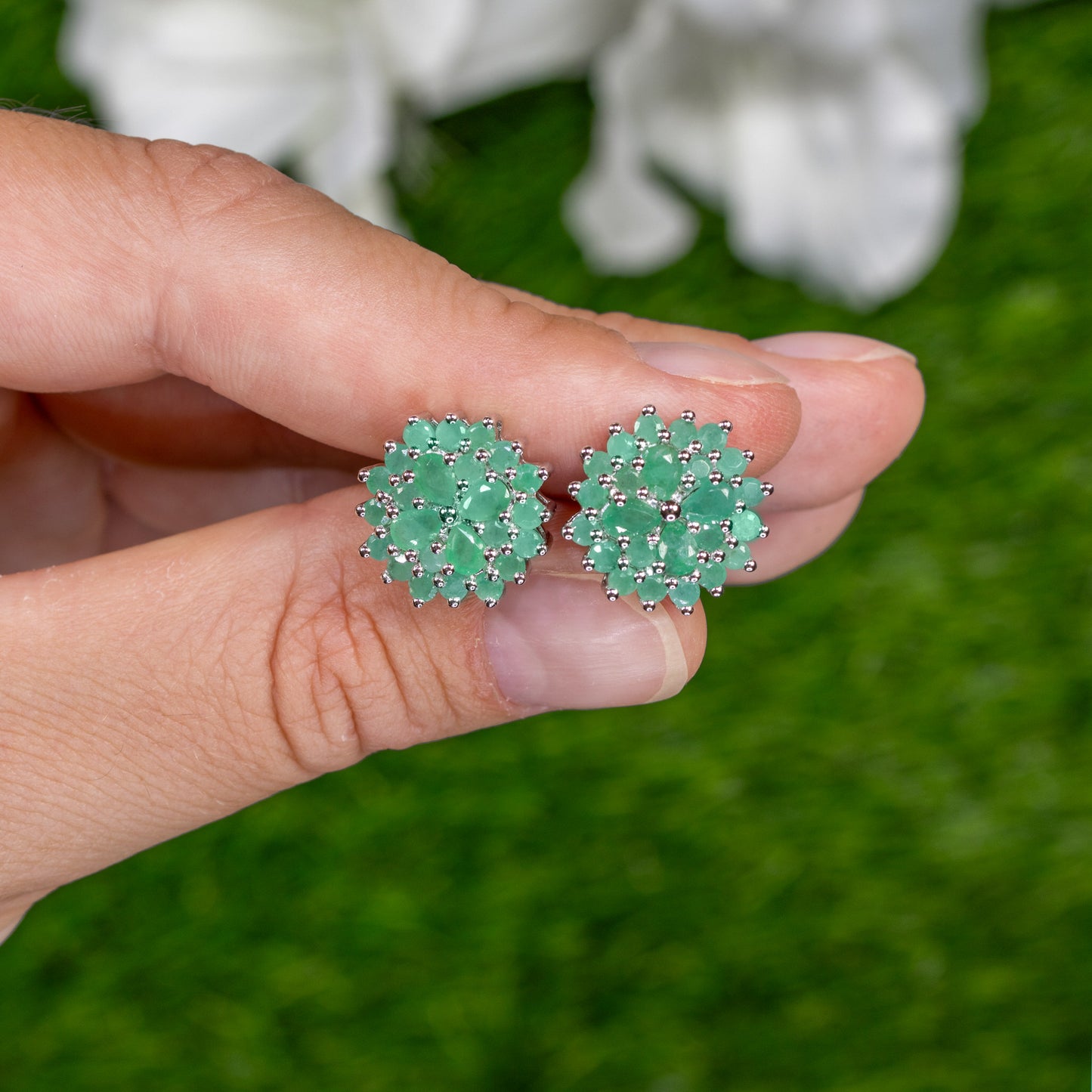 Emerald Earrings 2.3 Carats Sterling Silver