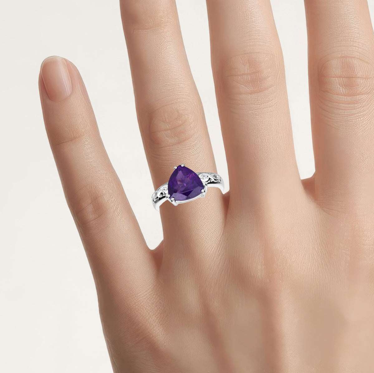 Amethyst Ring With White Topaz 2.69 Carats Sterling Silver