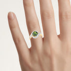 Chrome Diopside Ring With White Topaz 1.48 Carats Gold Plated Silver