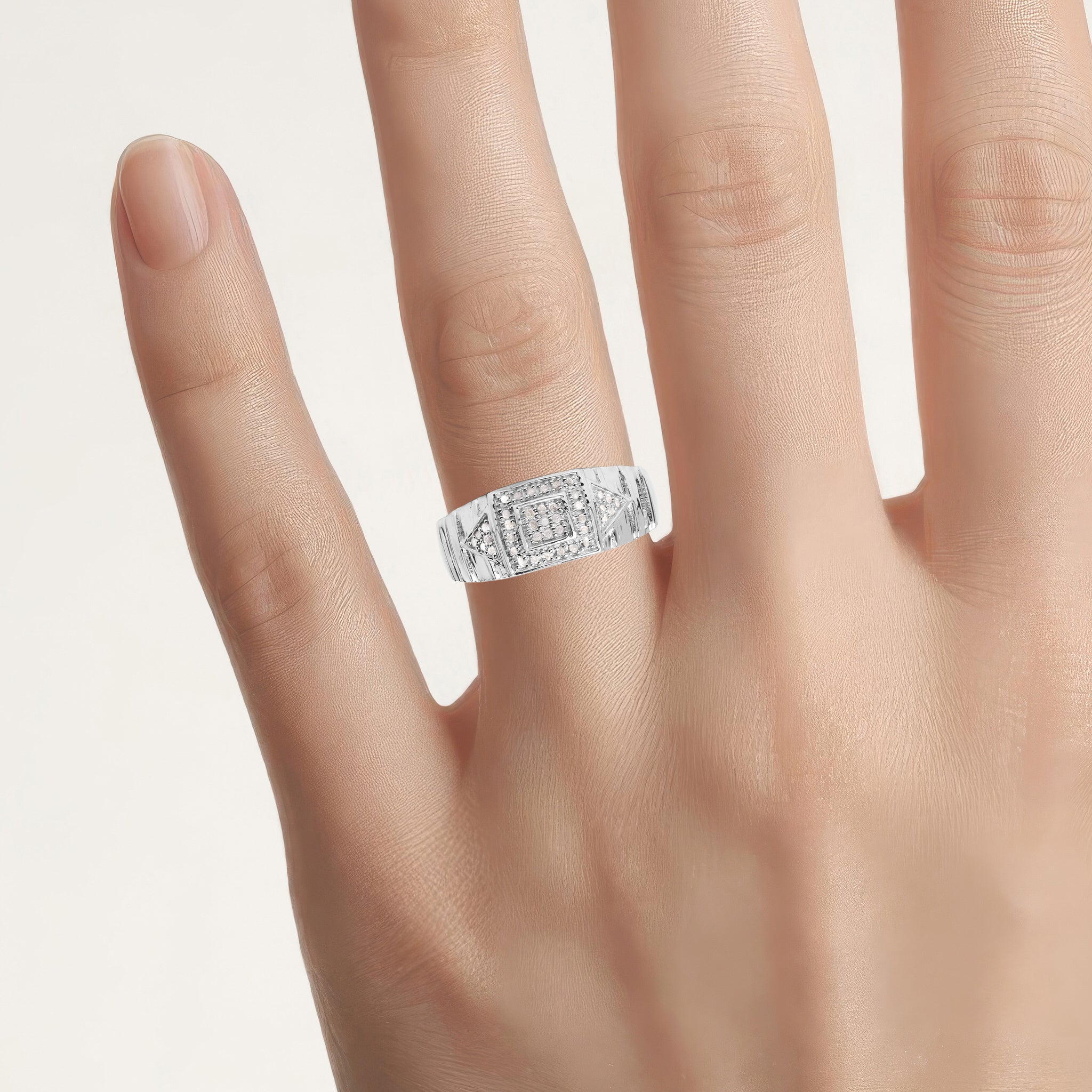 Diamond Ring 0.2 Carats Sterling Silver