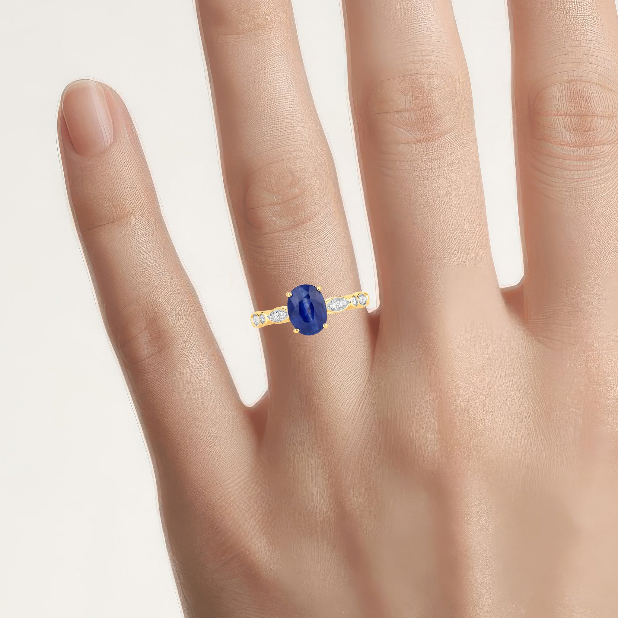 Blue Sapphire Ring With Diamonds 2.42 Carats 18K Yellow Gold