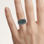 Blue Diamond Ring With White Diamonds 0.8 Carats Sterling Silver
