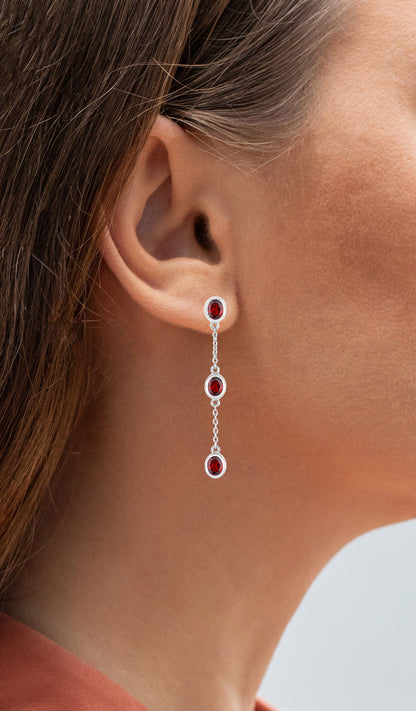 Garnet Earrings 2.68 Carats Sterling Silver