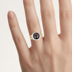 Smoky Quartz Ring With Yellow and White Diamonds 3.24 Carats Sterling Silver