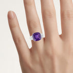 Amethyst Ring With Diamonds 5.86 Carats Sterling Silver