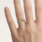 Citrine Ring With Multicolor Diamonds 2.8 Carats Sterling Silver