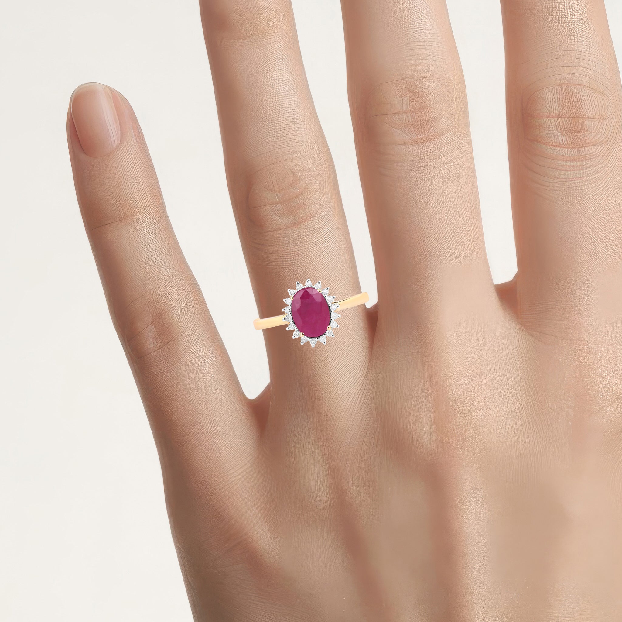 Ruby Ring With Diamonds 1.54 Carats 10K Yellow Gold