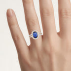 Blue Sapphire Ring With Diamonds 2.78 Carats 18K Yellow Gold