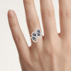 Blue Sapphire Ring With White Zircon 1.38 Carats Sterling Silver