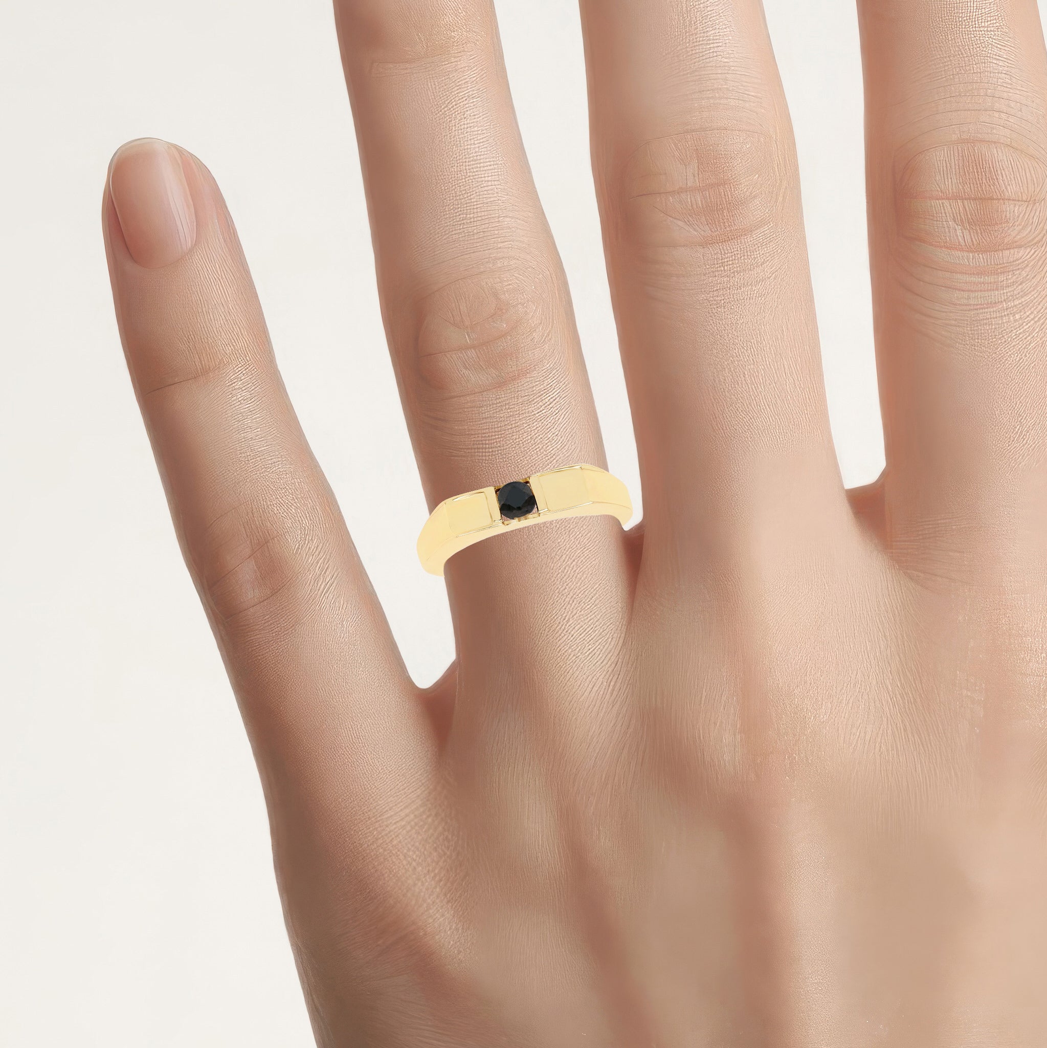 Black Diamond Ring 0.24 Carats Gold Plated Silver
