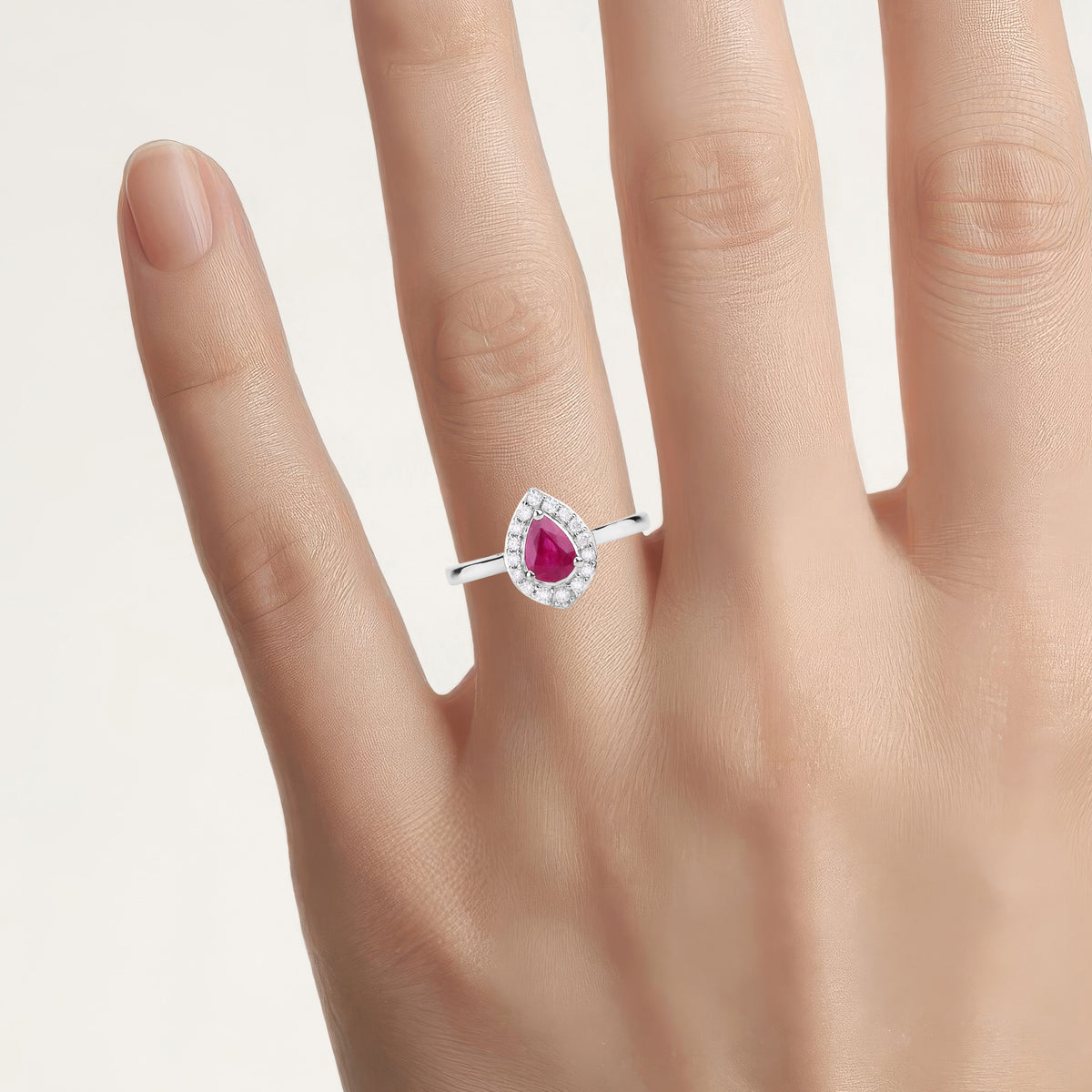 Ruby Ring With Diamonds 0.86 Carats 14K White Gold