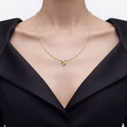 Chrome Diopside Pendant With White Topaz 4.42 Carats Gold Plated Silver