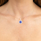 Natural Tanzanite Pendant With Diamonds 3.10 Carats 14K White Gold