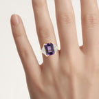 Amethyst Ring With White Topaz 3.02 Carats Gold Plated Silver