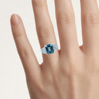 London Blue Topaz Ring With Swiss Blue Topaz 4.36 Carats Sterling Silver