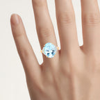 Blue Topaz Ring With White Topaz 11.3 Carats Gold Plated Silver