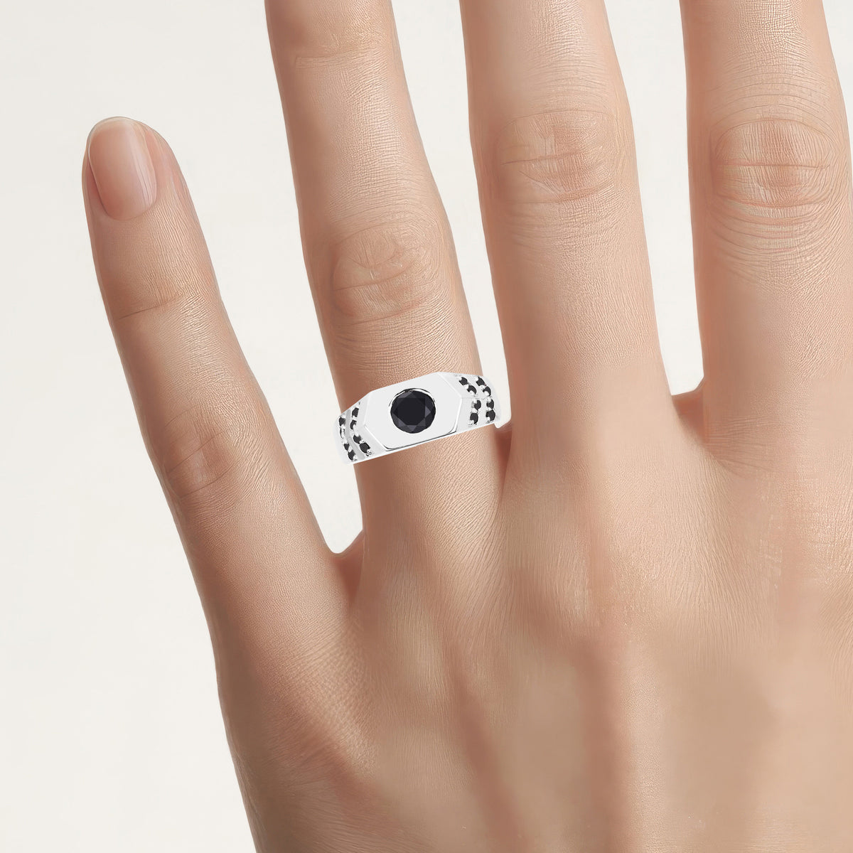 Black Diamond Ring 1.5 Carats Sterling Silver