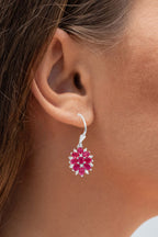 Ruby Earrings With White Zircon 4.24 Carats Sterling Silver