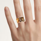 Natural Mixed Gemstones Ring 8.1 Carats Gold Plated Silver