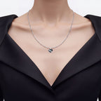 Blue Sapphire Heart Pendant With White Topaz 4.58 Carats Sterling Silver