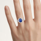 Blue Sapphire Ring With Diamonds 3.52 Carats 18K White Gold