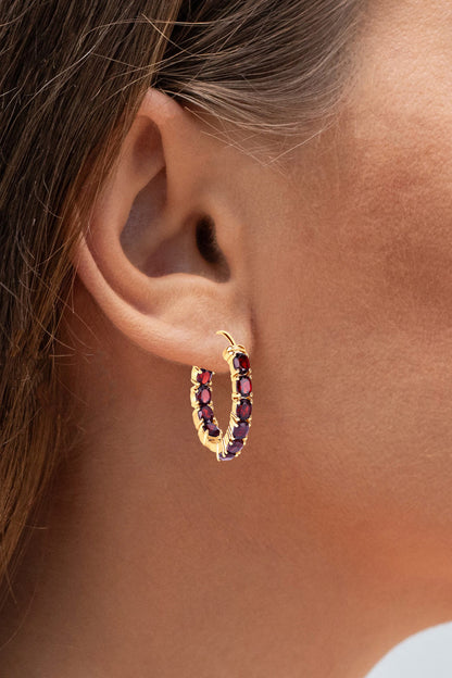 Garnet Earrings 3.98 Carats Gold Plated Silver