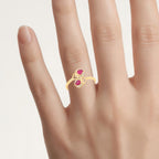 Ruby Ring With Diamonds 0.4 Carats 14K Yellow Gold