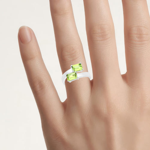 Peridot Ring 1.98 Carats Sterling Silver
