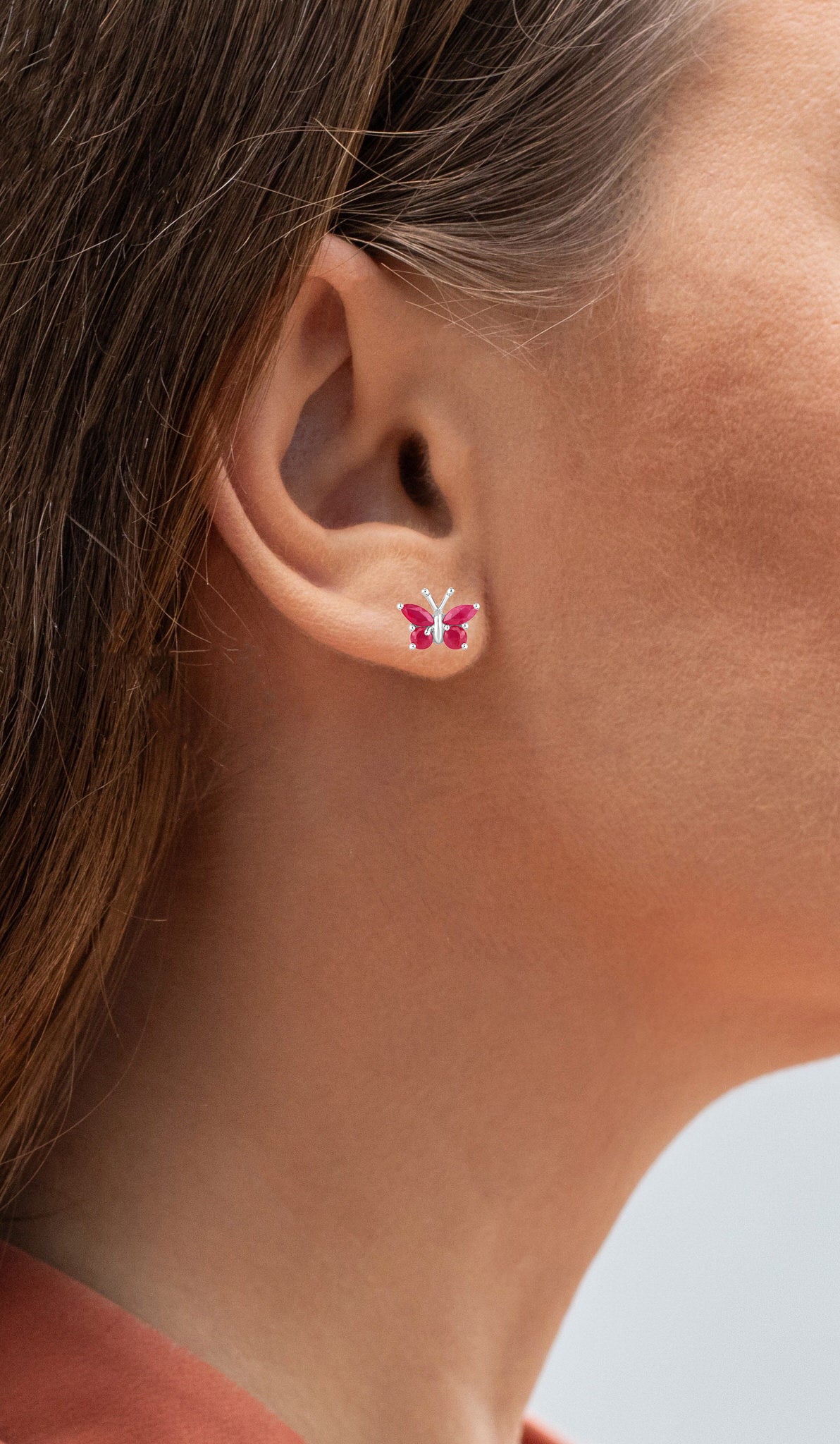 Natural Ruby Butterfly Earrings 0.6 Carats Sterling Silver