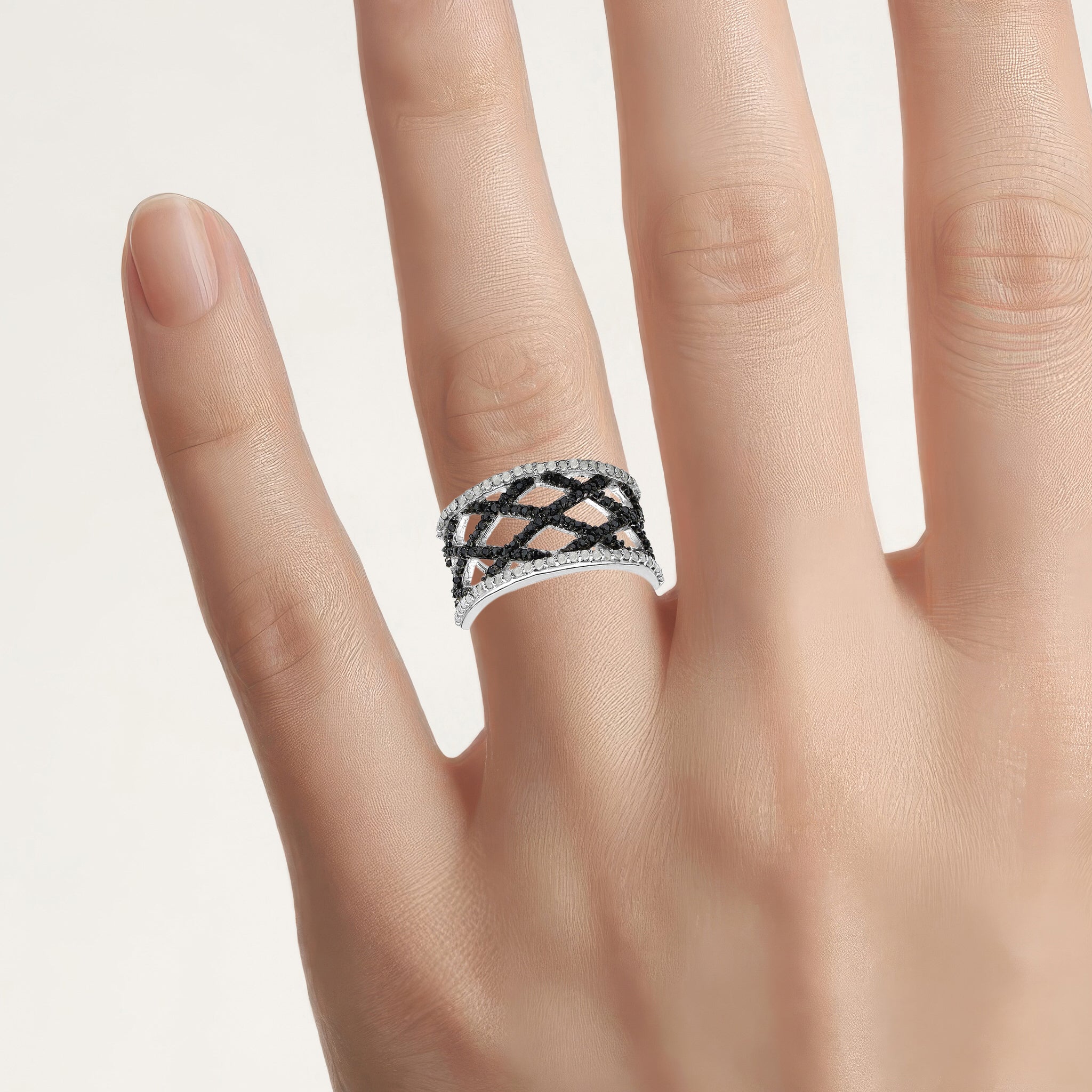 Multicolor Diamond Ring 0.88 Carats Sterling Silver