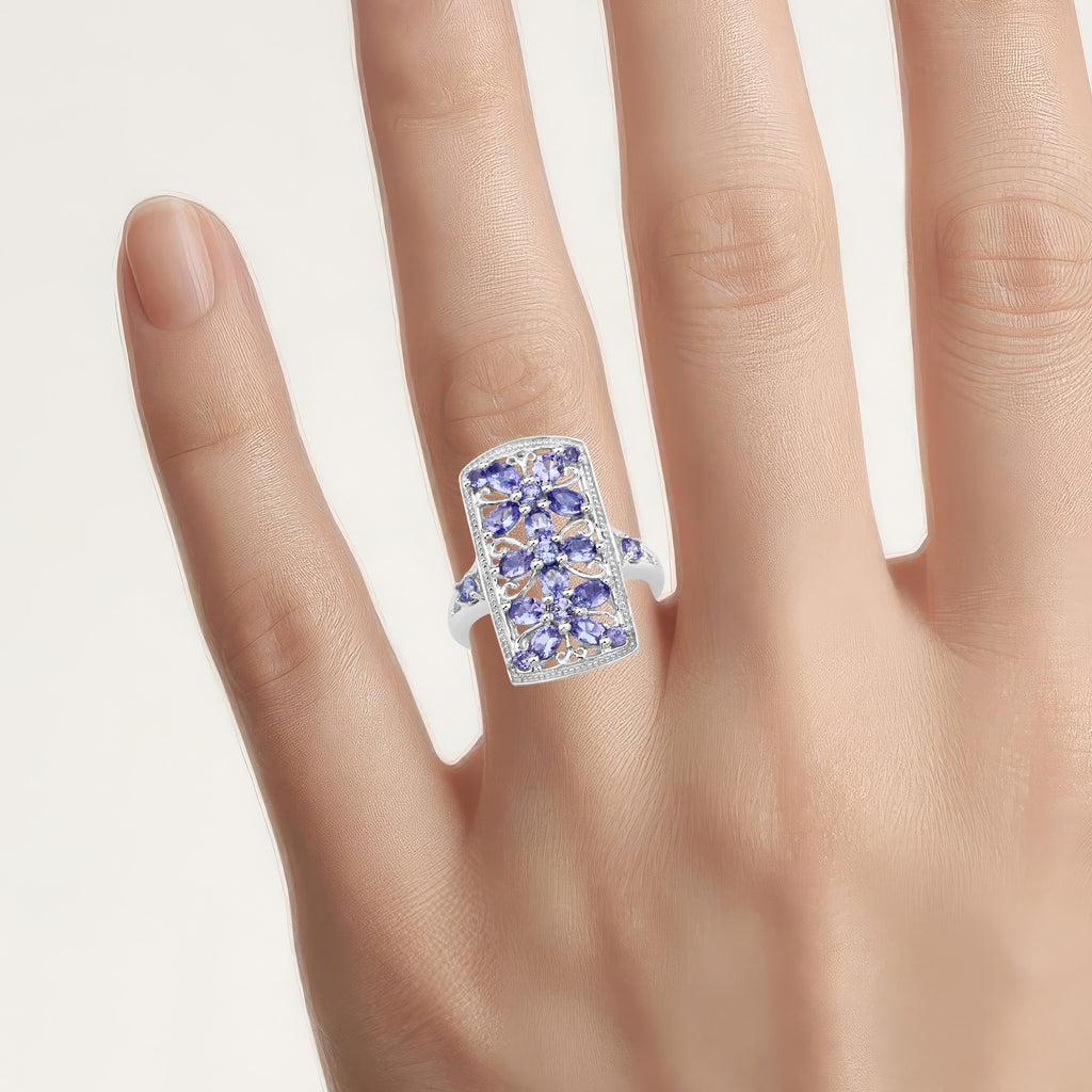 Tanzanite Ring 2.48 Carats Sterling Silver