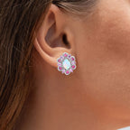 Natural Mixed Gemstones Earrings 3.78 Carats Sterling Silver
