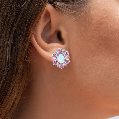 Natural Mixed Gemstones Earrings 3.78 Carats Sterling Silver