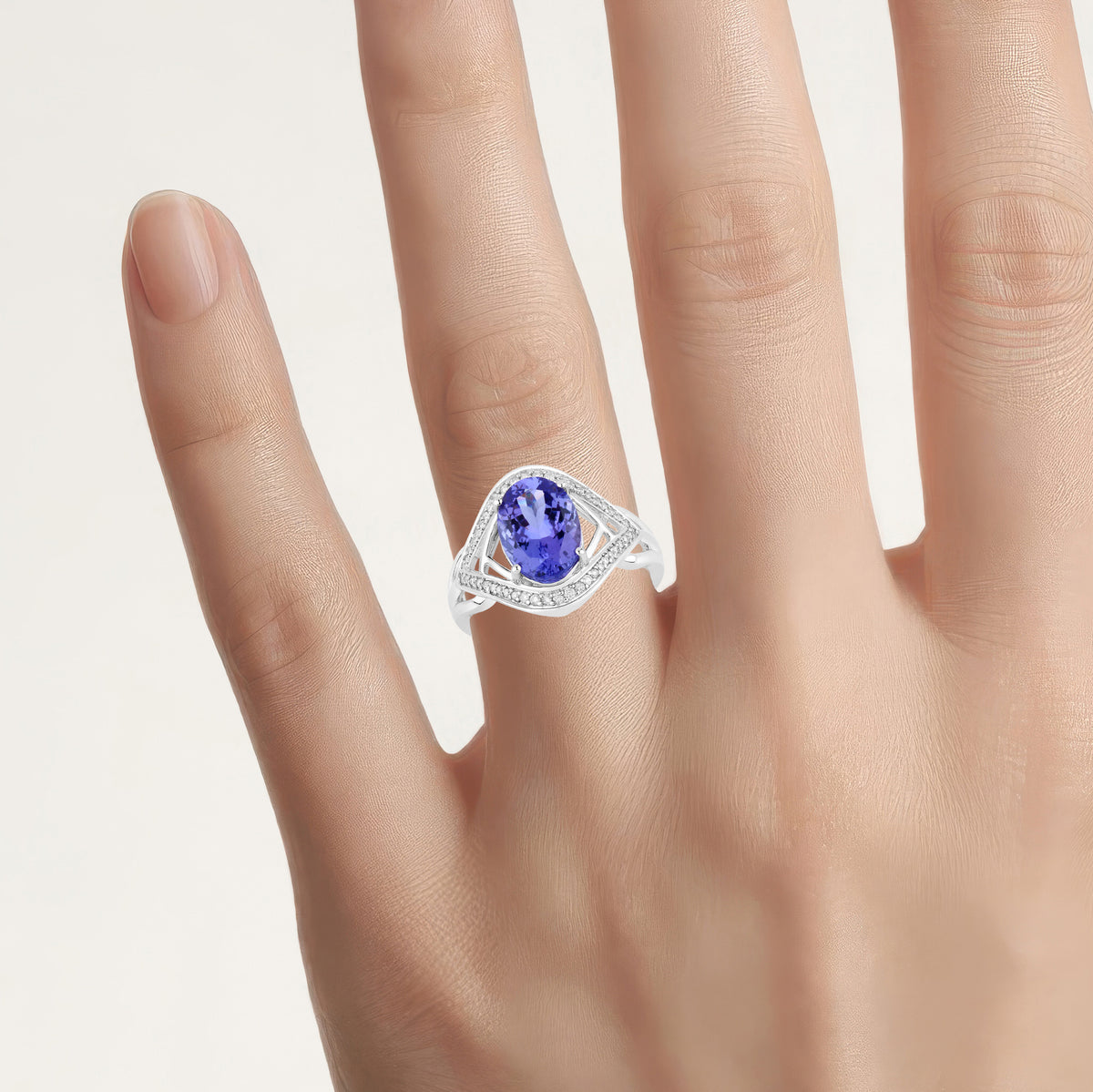Tanzanite Ring With Diamonds 2.86 Carats 14K White Gold