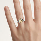 Citrine Ring With Multicolor Diamonds 4.62 Carats Sterling Silver