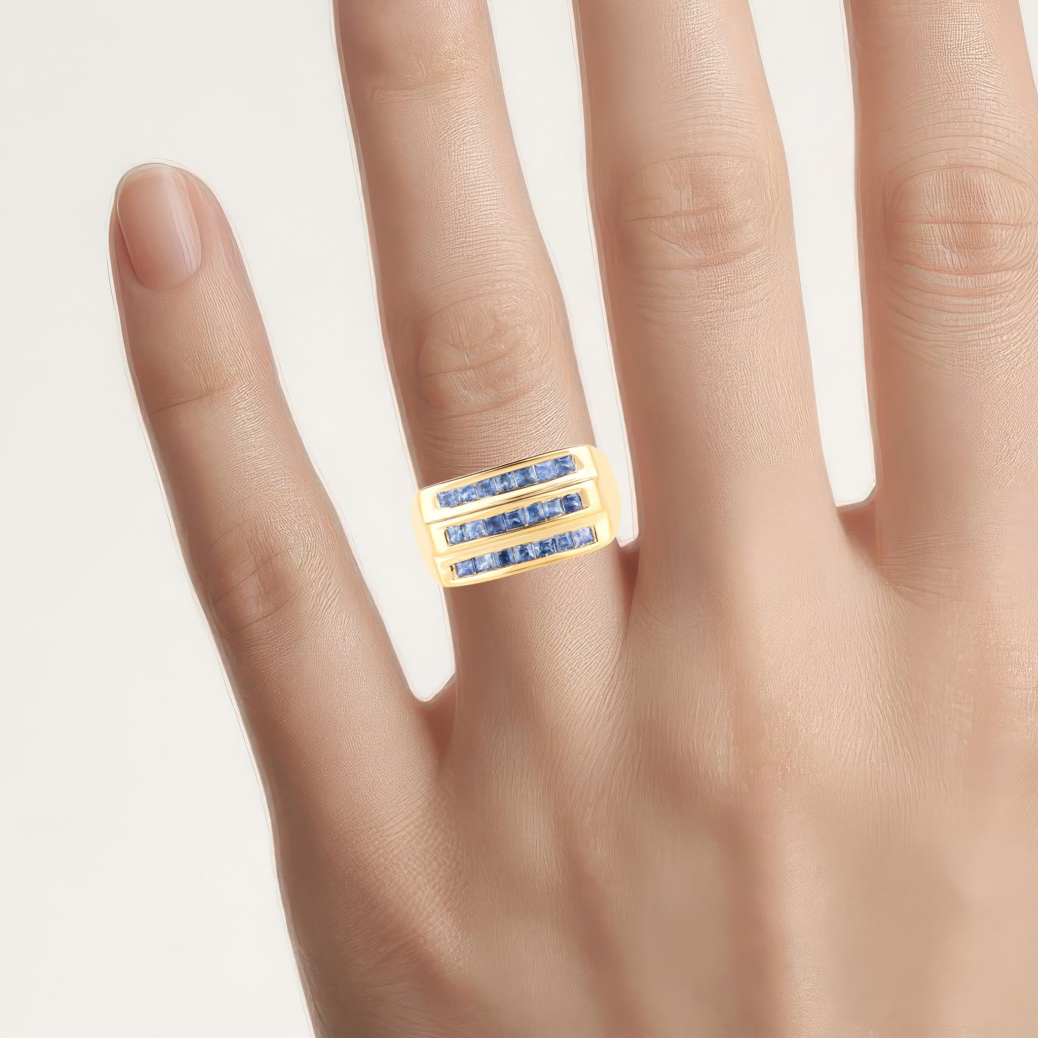 Blue Sapphire Ring 1.04 Carats Gold Plated Silver