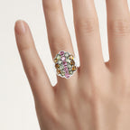 Multicolor Tourmaline Ring 5.84 Carats Sterling Silver