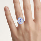 Tanzanite Flower Ring With White Topaz 1.74 Carats Sterling Silver