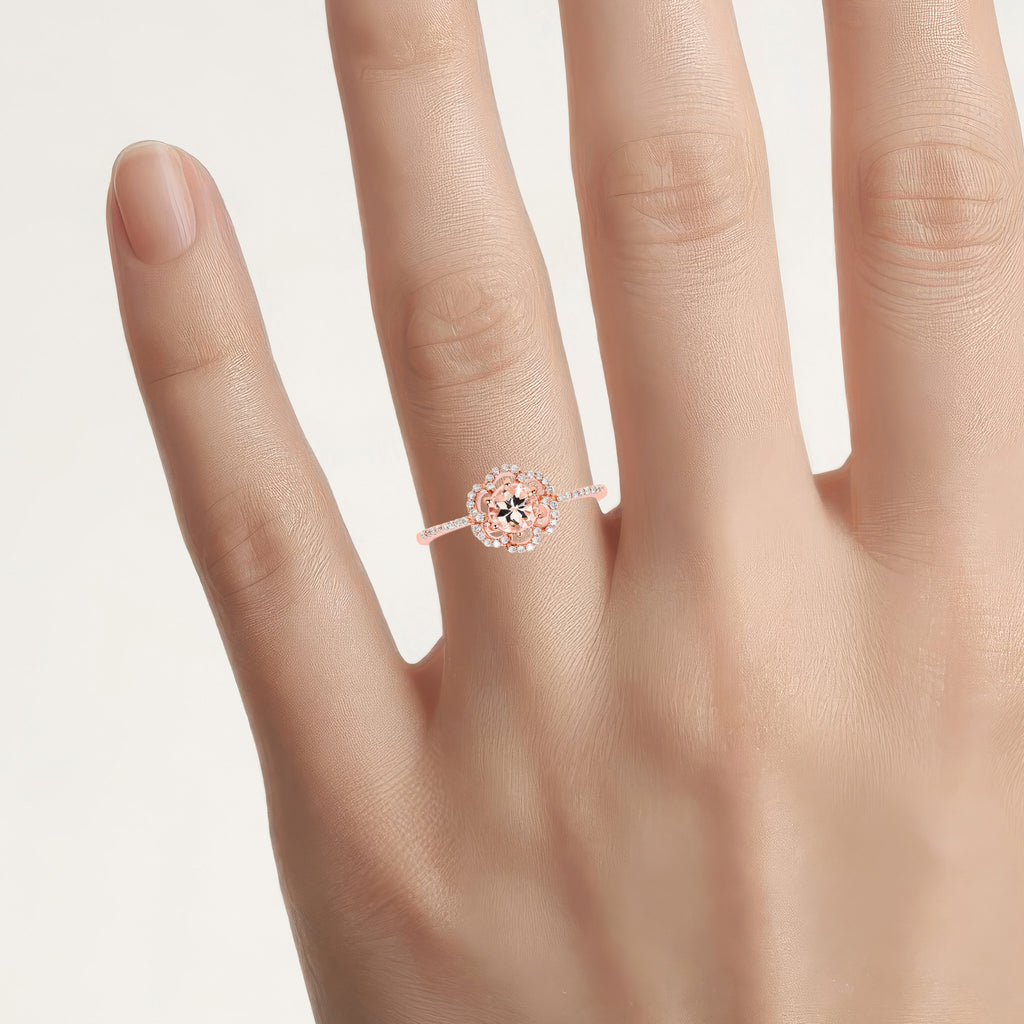 Morganite Ring With Diamonds 0.52 Carats 14K Rose Gold