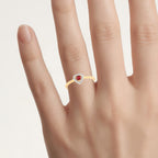 Ruby Heart Ring With Diamonds 0.18 Carats 14K Yellow Gold