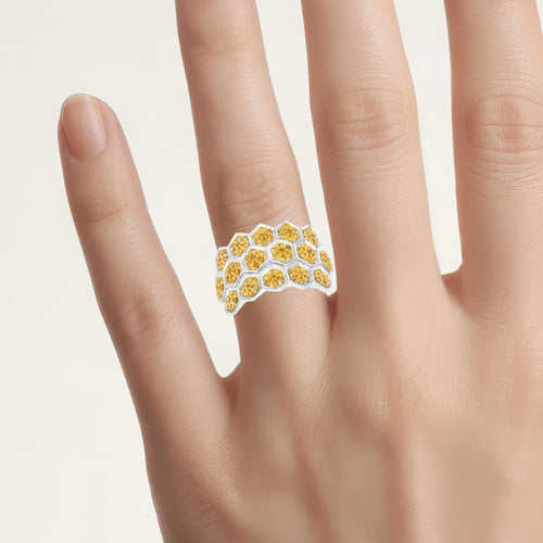 Yellow Diamond Ring 0.74 Carats Sterling Silver