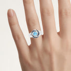 Swiss Blue Topaz Ring With Blue Sapphire 1.56 Carats Sterling Silver