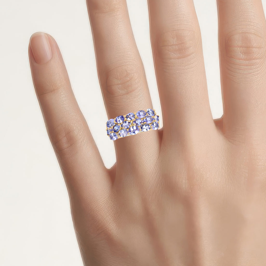 Tanzanite Ring 2.7 Carats Gold Plated Silver