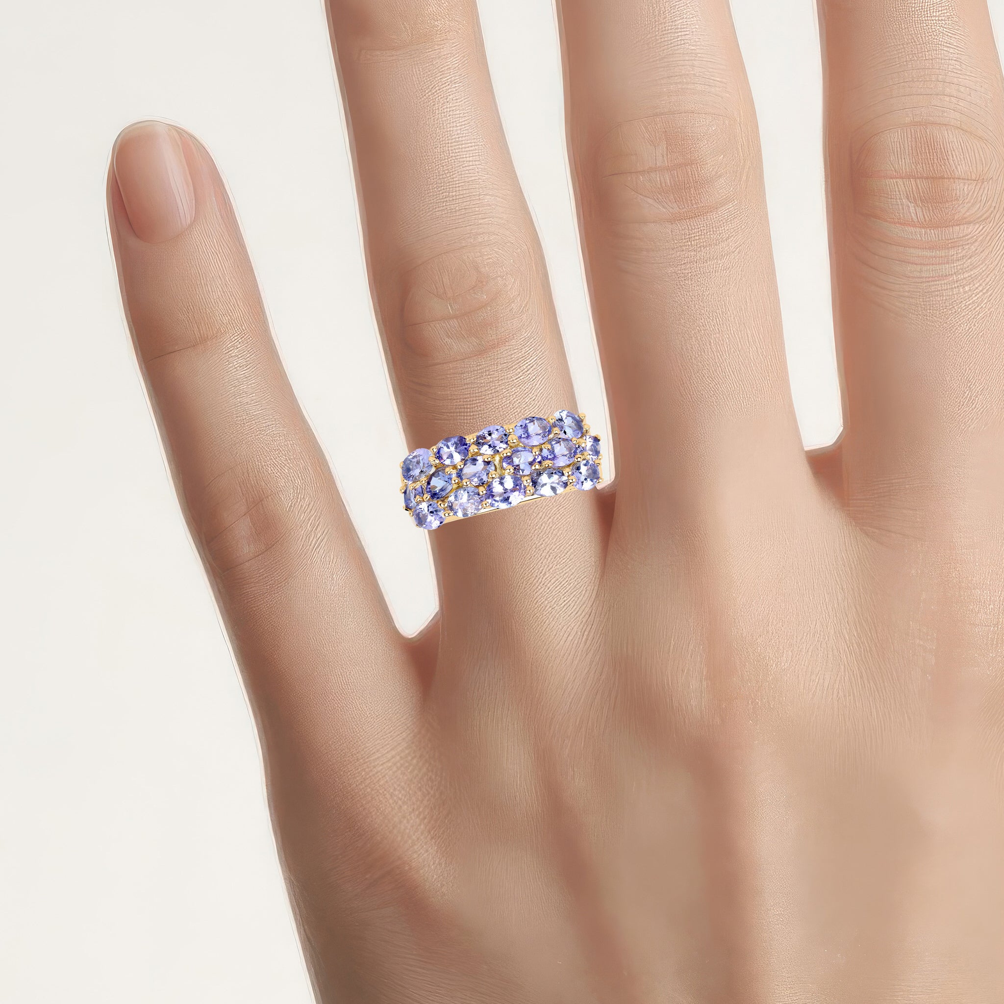 Tanzanite Ring 2.7 Carats Gold Plated Silver