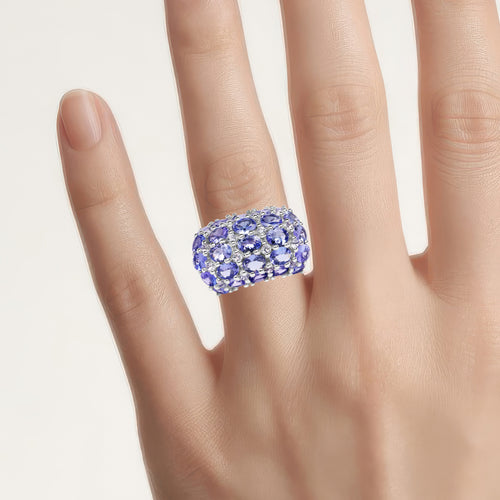 Tanzanite Ring With White Topaz 7.24 Carats Sterling Silver