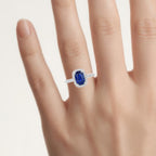 Blue Sapphire Ring With Diamonds 2.24 Carats 18K White Gold