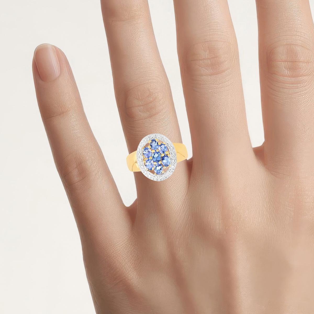 Tanzanite Ring 1.18 Carats Gold Plated Silver