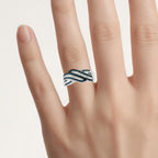 Multicolor Diamond Ring 0.82 Carats Sterling Silver