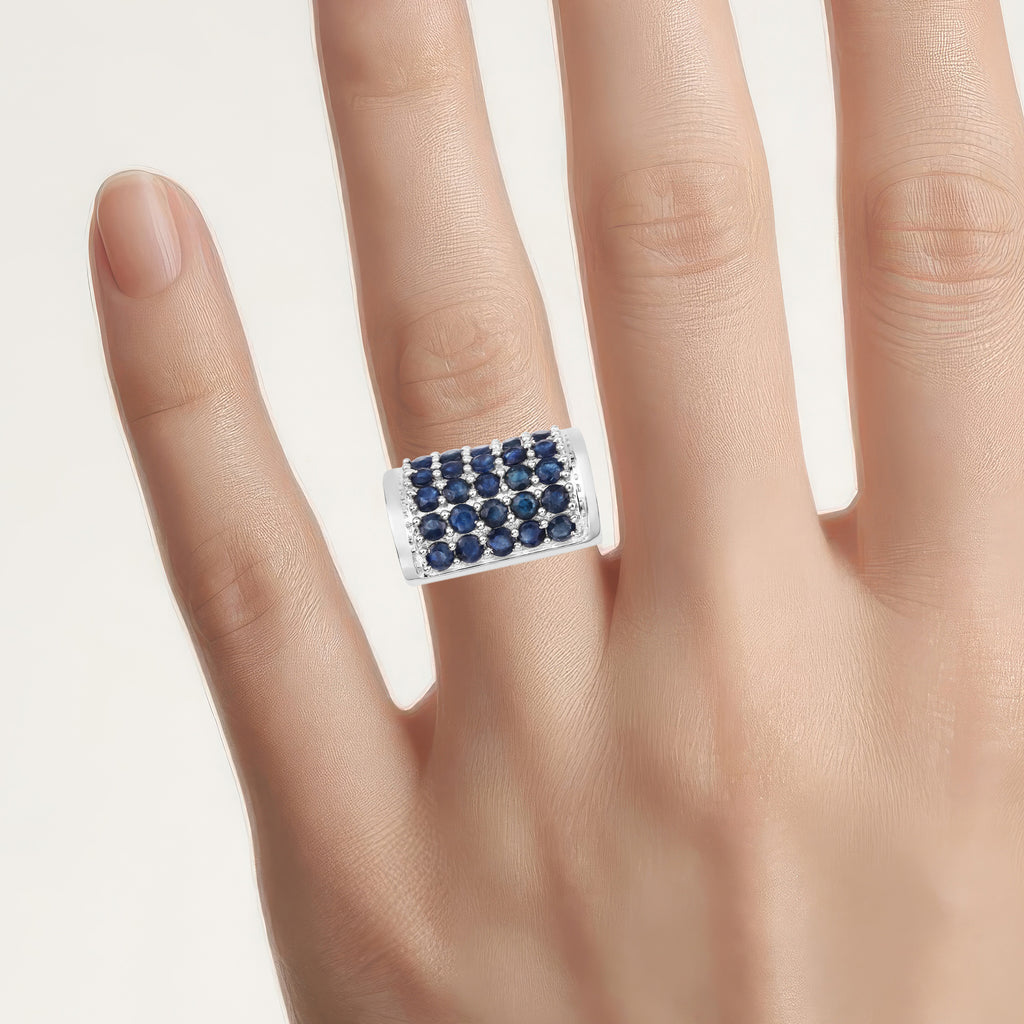 Blue Sapphire Ring 2.74 Carats Sterling Silver